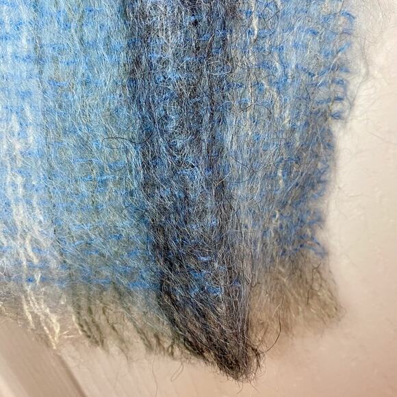 Samuel Tweed & Co Vintage Royal Scot Mohair Blue Knit Wool Scarf Unisex One Size - Picture 4 of 16